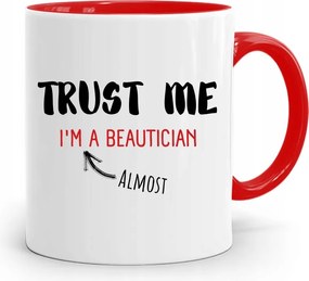 Piros Bögre Kozmetikusnak Trust Me Ajándék nyomott mintával