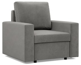 Zeus fotel, egyenes kartámasz, bársony, bonell töltet, világosszürke