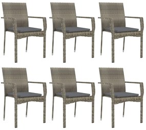 7 részes szürke polyrattan kerti étkezőgarnitúra párnával
