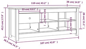 tömör fenyőfa cipősszekrény 110 x 38 x 45,5 cm
