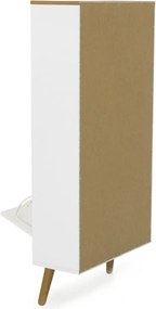 Dot fehér cipősszekrény tölgyfa dekorral, 3 billenős fiókkal - Tenzo