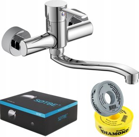 Fali mosdó csaptelep mozgatható kifolyócsővel króm könnyű összeszerelés Sotbe