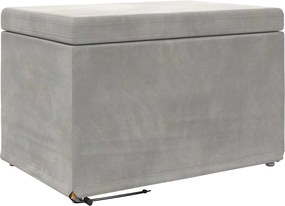 vidaXL Zsámoly Világosszürke 61 x 41 x 40 cm Bársony és Műanyag Fa