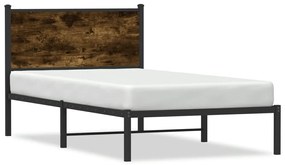 füstös tölgy színű fém ágykeret matrac nélkül 100 x 190 cm