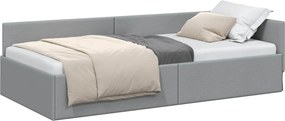 vidaXL Sarokágy keret fejtámlával Világosszürke 80 cm x 200 cm szövet