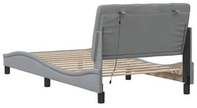 világosszürke szövet ágykeret LED-ekkel matrac nélkül 100x200cm