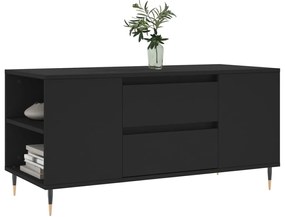 Fekete szerelt fa dohányzóasztal 102x44,5x50 cm