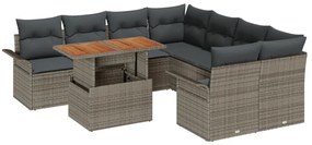 Kertibútor Szett 9 darabos Szürke Rattan Kerti szofa szett