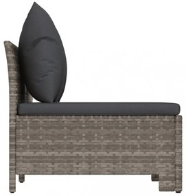 2 személyes szürke polyrattan kerti kanapé párnákkal