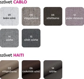 Kinyitható kanapé, szürke-fekete szövet, balos, LAUREL