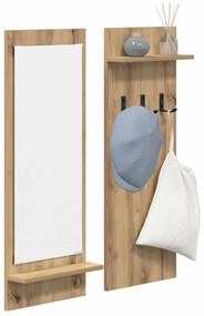 Fali Kabáthorog tükörrel kézműves tölgy 70 x 10 x 90 cm Faanyag