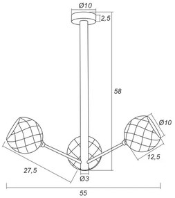 Argon 1358 - LED Csillár rúdon BELLUNO 3xLED/5W/230V