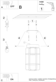 Sollux SL.1262 - Mennyezeti lámpa GOTTO 1xE27/15W/230V fekete