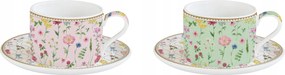 Csésze szett kétszemélyes 240ml+ csészealj virág motívum színes ajándék