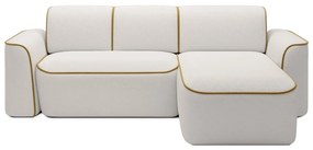 Sárga-krémszínű buklé sarokkanapé (jobb oldali-heverő résszel) Ume – ELTAP