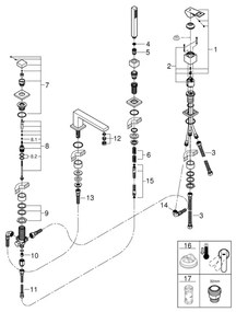 GROHE 19897001 - EUROCUBE négylyukú kádtöltő csaptelep, fényes króm