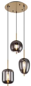 Globo 15345-3MM Függeszték fém matt, füszszínű üveg búrák, 3 eltérő alakú, ø: 460mm, M: 1200mm, fényforrás nélkül szállítva 3x E14 40W 230V