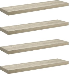 vidaXL 4 db tölgyszínű MDF lebegő fali polc 90 x 23,5 x 3,8 cm