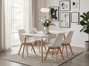 Étkezőszett 1 + 4, fehér ADRIA asztal 120x80 cm + fehér KITO szék