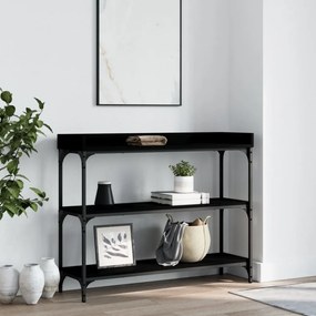 fekete tálalóasztal polcokkal 100 x 30 x 80 cm