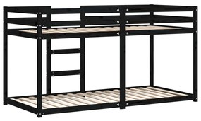 fekete tömör fenyőfa emeletes ágy 90 x 200 cm