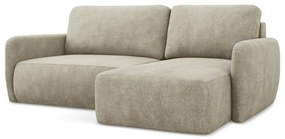 Bézs zsenília kinyitható-tárolóhelyes sarokkanapé (jobb oldali-heverő résszel) Lilo – Makamii