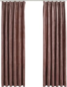 vidaXL 2 db antik rózsaszín sötétítőfüggöny kampókkal 140 x 225 cm