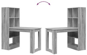 Asztal polcokkal Szürke Sonoma 122 x 67 x 145 cm Faanyag