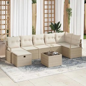 vidaXL Kanapé Szett párnával tárolóval 8 pcs Beige és krém polirattan