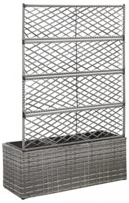 szürke rácsos polyrattan magaságyás 3 kaspóval 83 x 30 x 130 cm