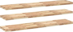 vidaXL 3 db kezeletlen tömör akácfa függőpolc 160 x 30 x 4 cm