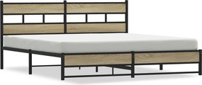 vidaXL sonoma tölgy színű fém ágykeret matrac nélkül 200 x 200 cm