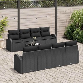 Kerti Kanapé Szett 7 pcs Fekete 55 x 55 x 37 cm polirattan