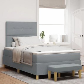 Boxspring Ágy Matrac és Pad Világosszürke 120x200 cm Szövet