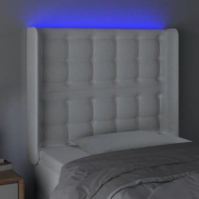 fehér műbőr LED-es fejtámla 83x16x118/128 cm