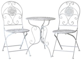 Vintage kerti bistro asztal 2 db székkel szett fehér