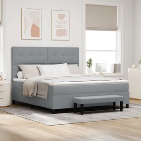Box Spring Ágy Matraccal és Padlóval Világosszürke 180x200 cm Szövet