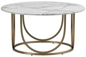 Fehér-aranyszínű kerek dohányzóasztal márvány dekorral ø 79 cm Gwyneth – CosmoLiving by Cosmopolitan