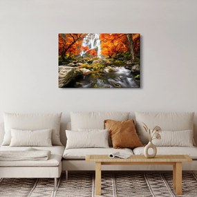 Kép - Vízesések őszi tájban, narancssárga (90x60 cm)