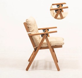 Krémszínű-natúr színű tömörfa kerti fotel – Floriane Garden