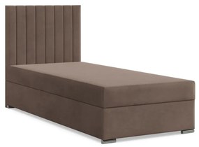Agen egyszemélyes ágy, bársony, ágyneműtartóval, barna