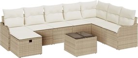 vidaXL Kanapé Szett párnával tárolóval 9 pcs Beige és krém polirattan