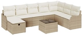 vidaXL Kanapé Szett párnával tárolóval 9 pcs Beige és krém polirattan
