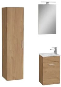 VitrA Mia Fürdőszobabútor szett mosdóval, mosdócsapteleppel, lefolyóval és szifonnal arany tölgy KSETMIA40D
