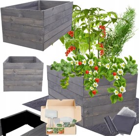 Fa virágtartó zöldséges ágyás magasított láda 45x60x60