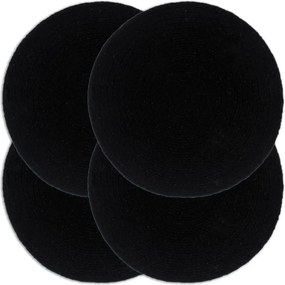 vidaXL 4 db sima fekete kerek pamutalátét 38 cm