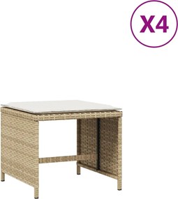 vidaXL 4 db bézs polyrattan kerti szék párnával 40x40x35 cm