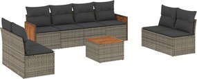 vidaXL 9 részes szürke polyrattan kerti ülőgarnitúra párnákkal