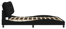 fekete szövet ágykeret LED-es matrac nélkül 180 x 200 cm