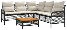 2 részes fekete polyrattan kerti ülőgarnitúra párnával